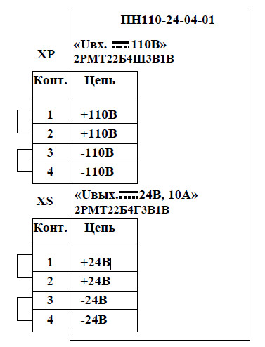 Рис.1. Схема подключения преобразователя ПН110-24-04-01