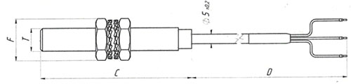 Рис.1. Габаритные размеры датчика ДТК-1